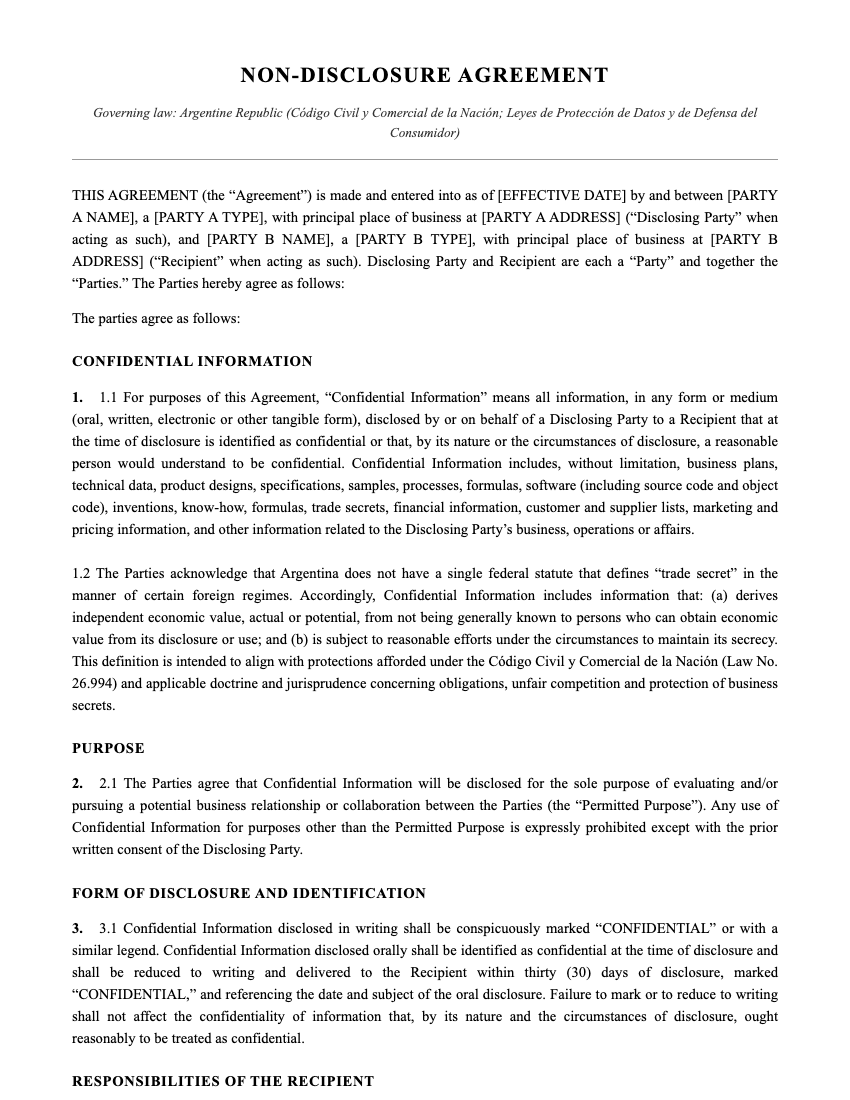 NDA Template Preview