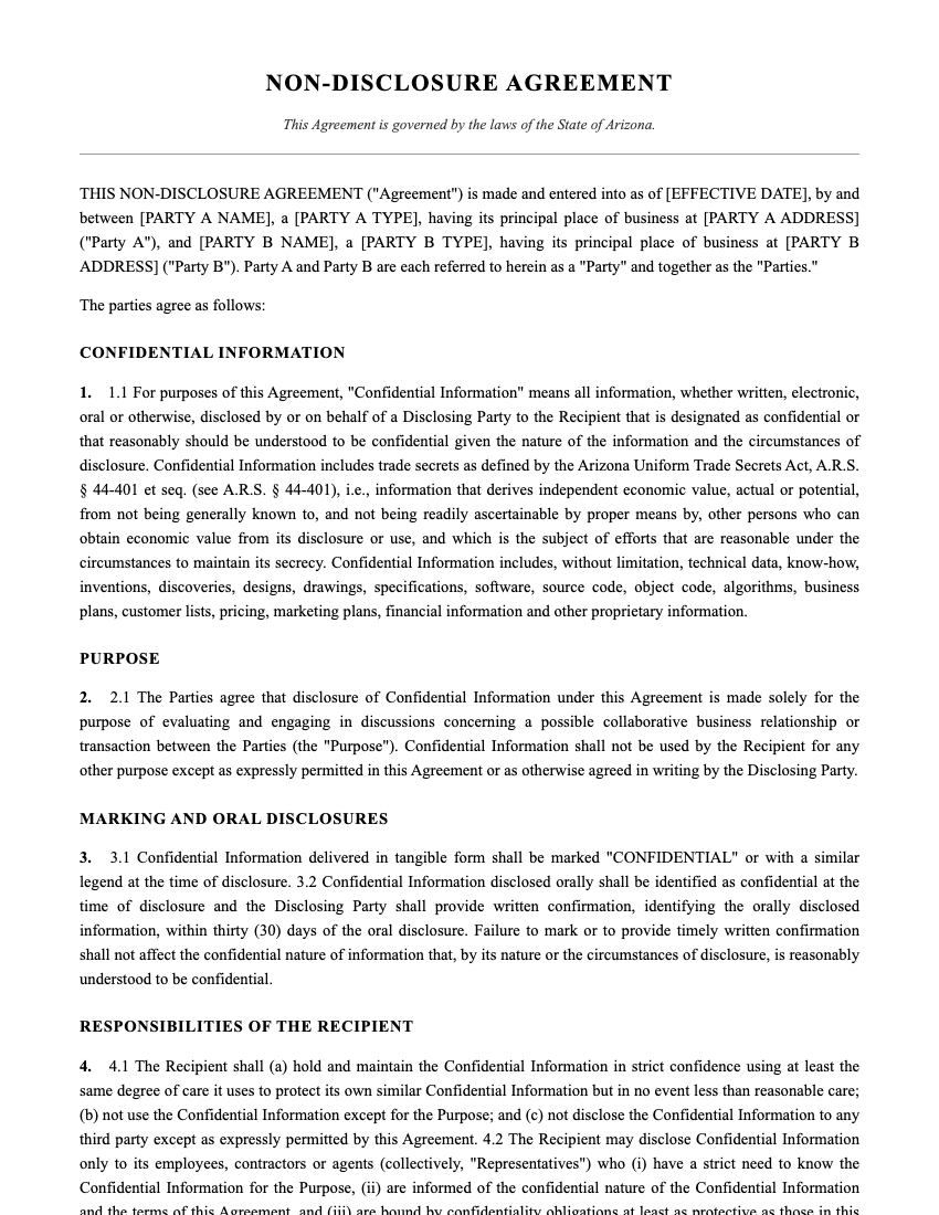 NDA Template Preview