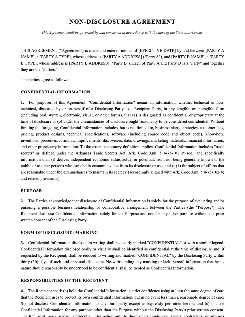 NDA Template Preview