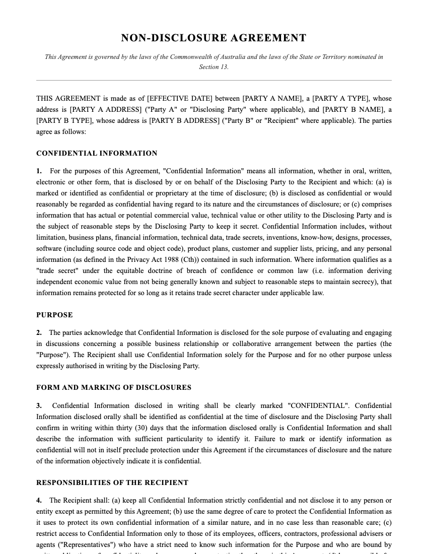 NDA Template Preview