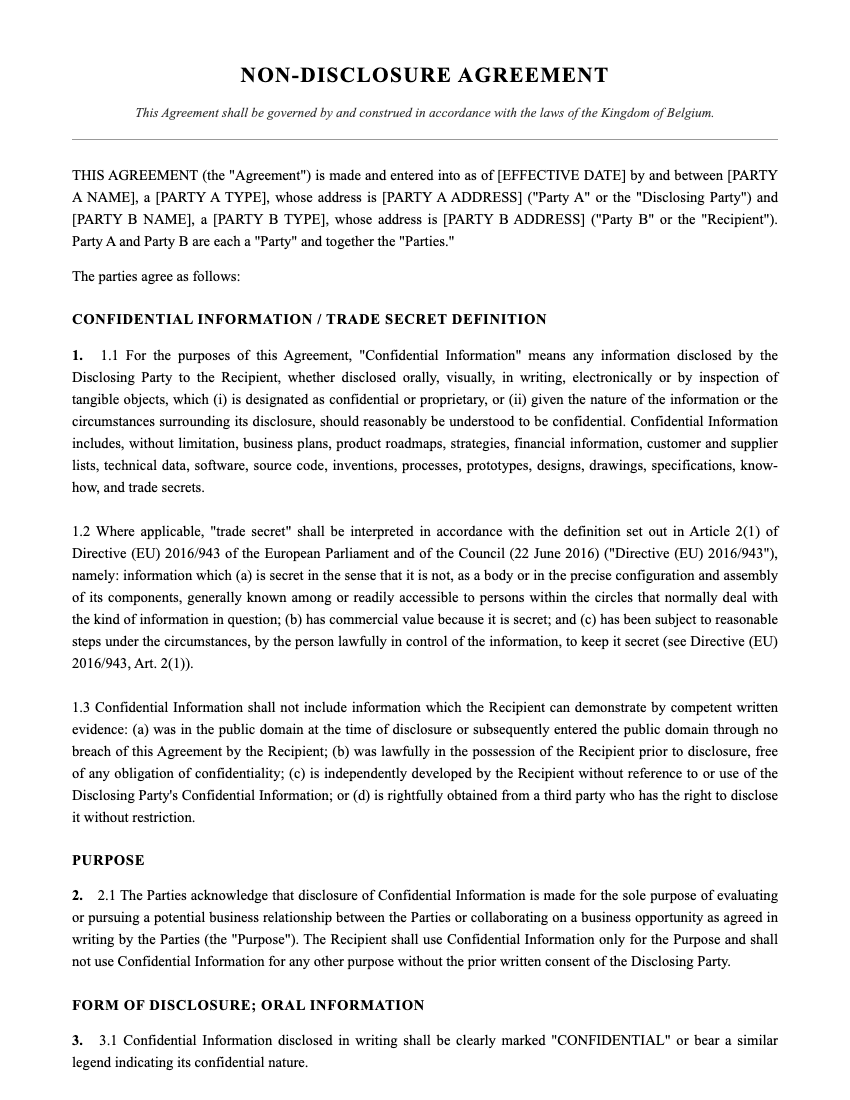 NDA Template Preview