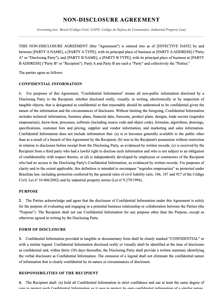 NDA Template Preview