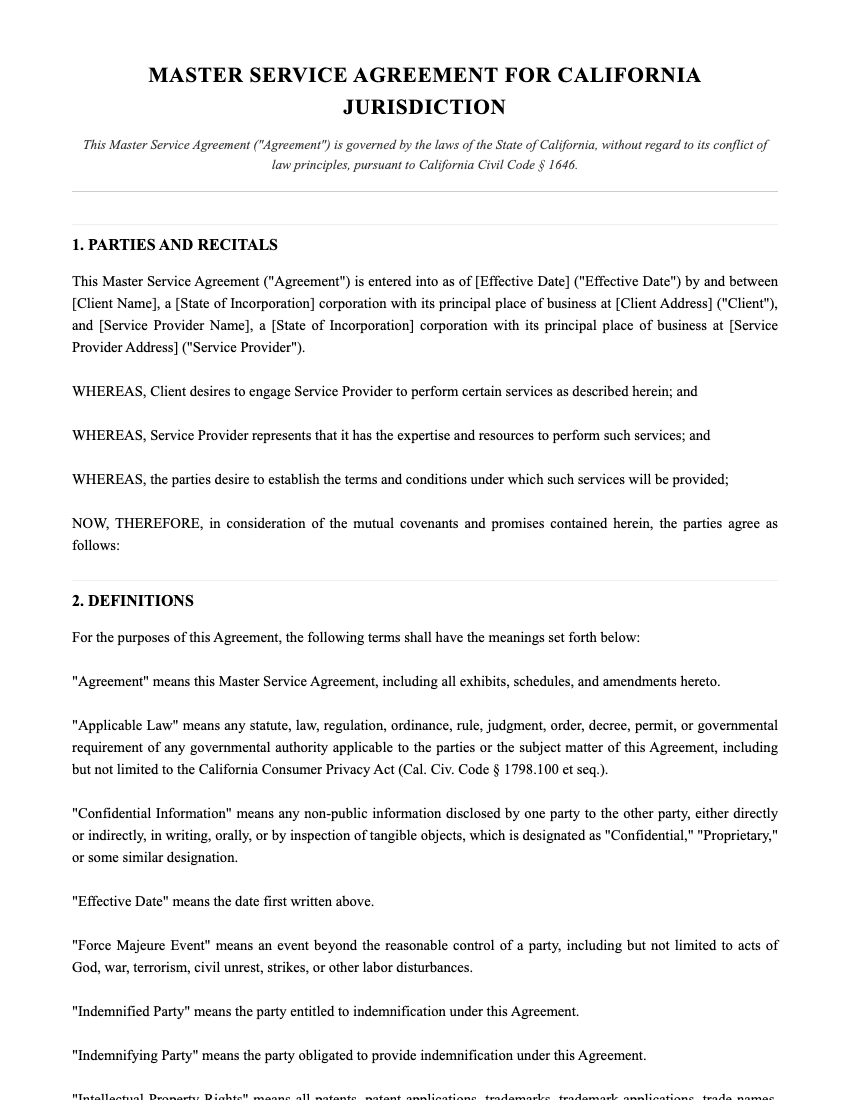 MSA Template Preview