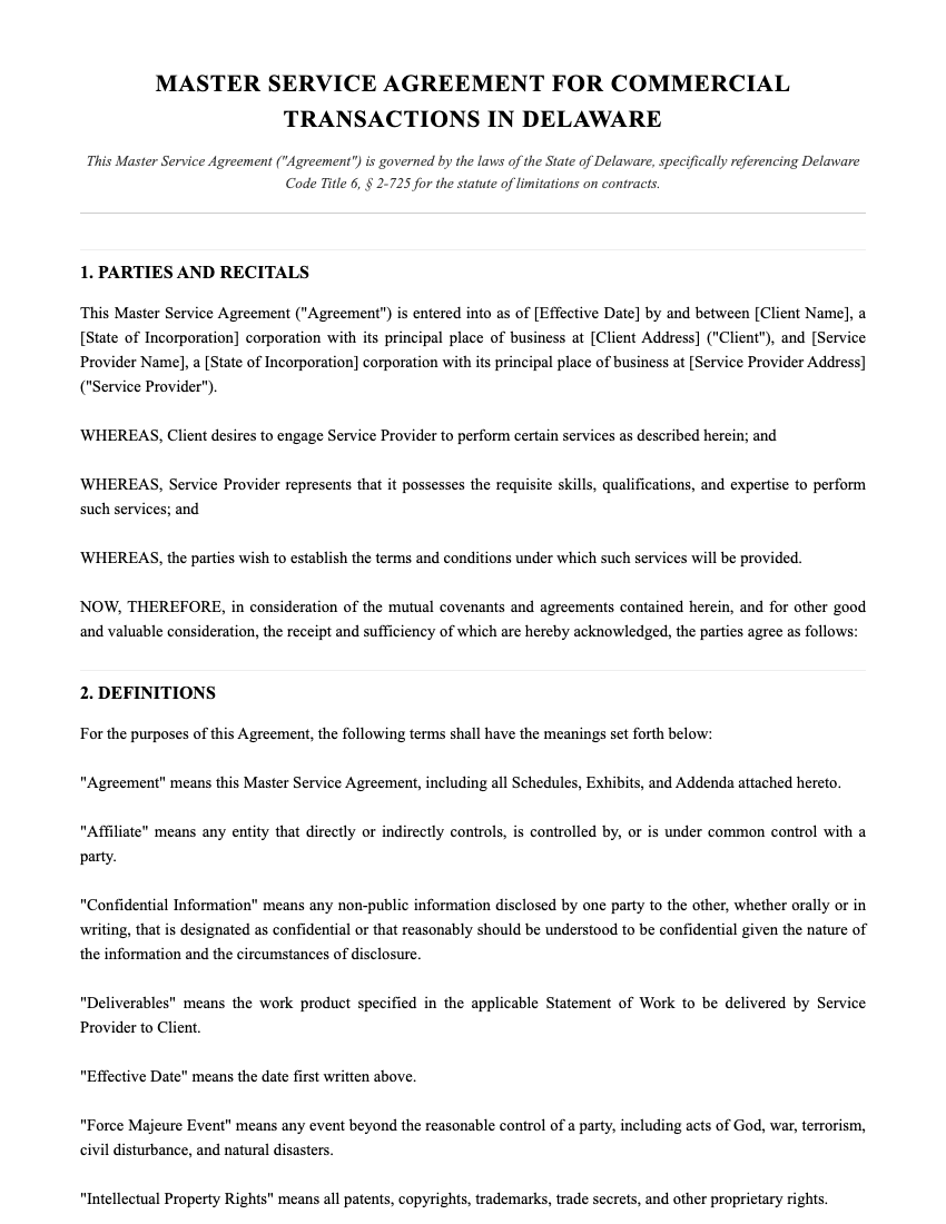 MSA Template Preview