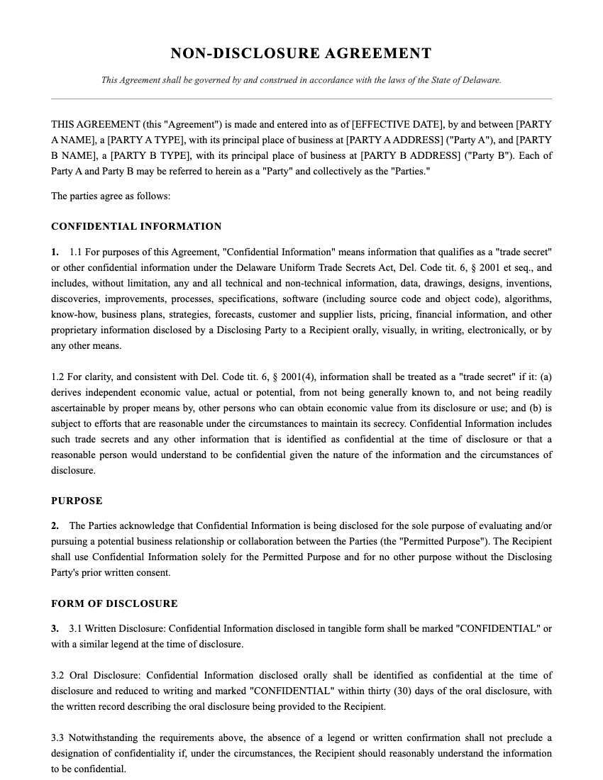 NDA Template Preview