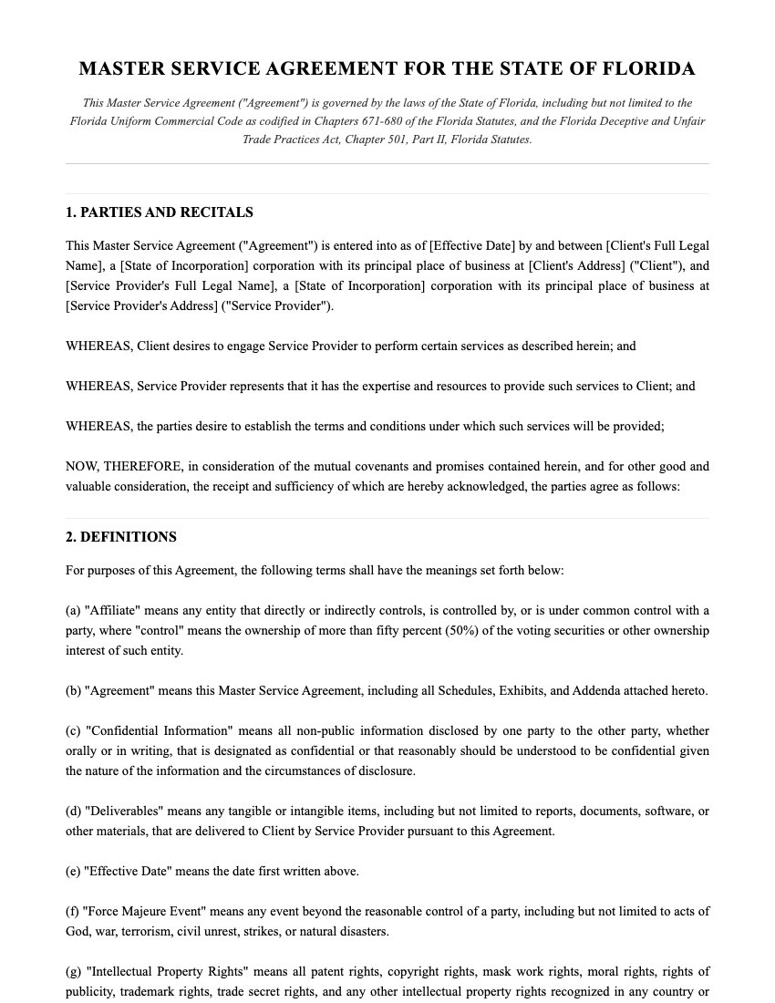 MSA Template Preview