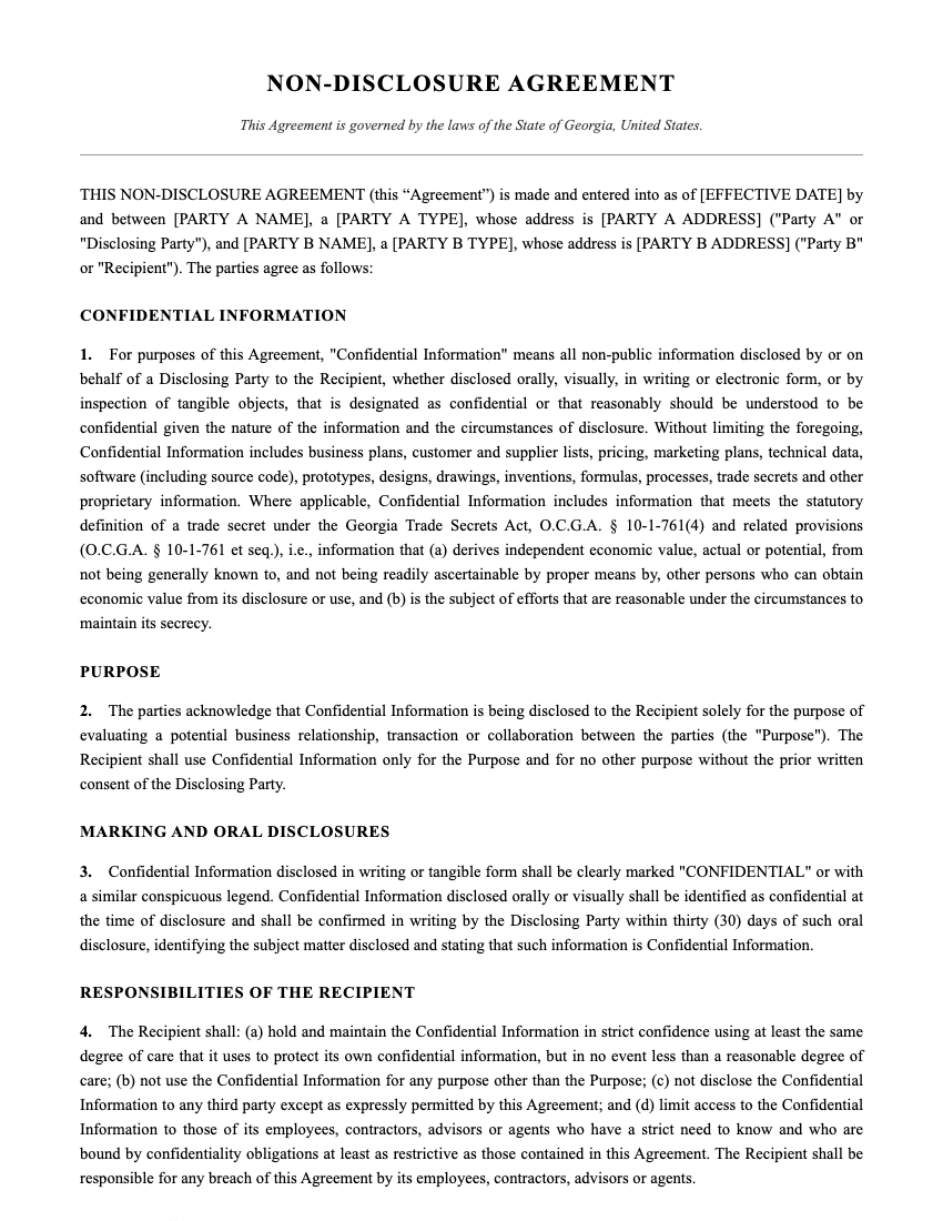 NDA Template Preview