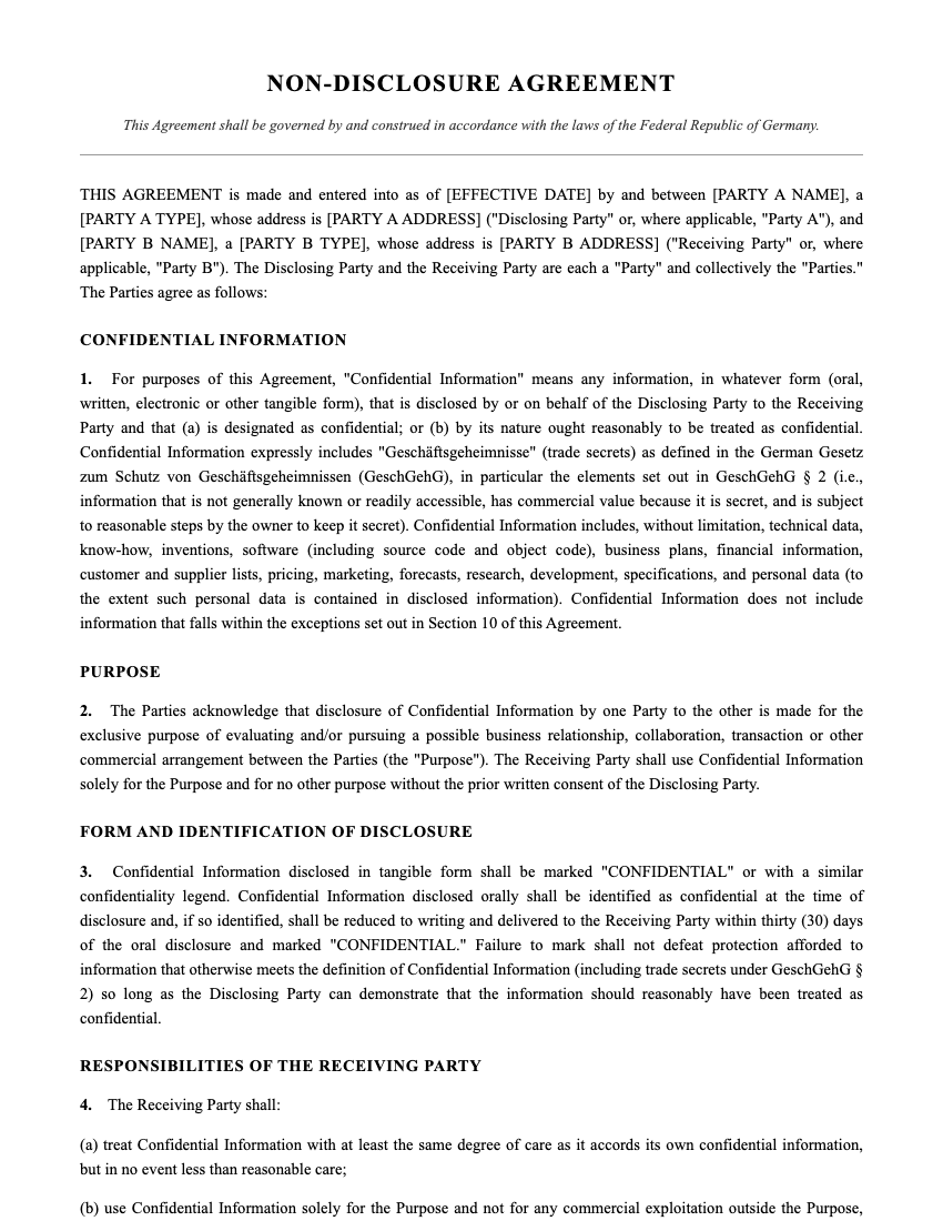 NDA Template Preview
