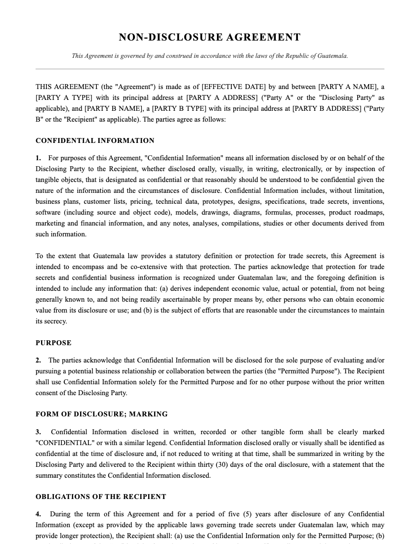 NDA Template Preview