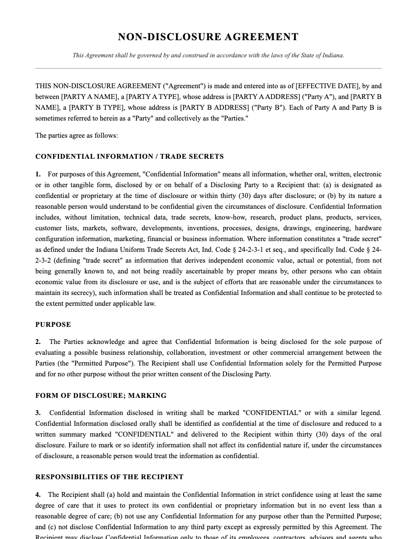NDA Template Preview