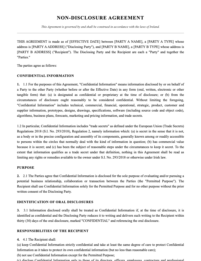 NDA Template Preview