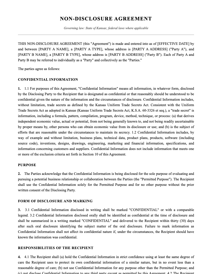 NDA Template Preview
