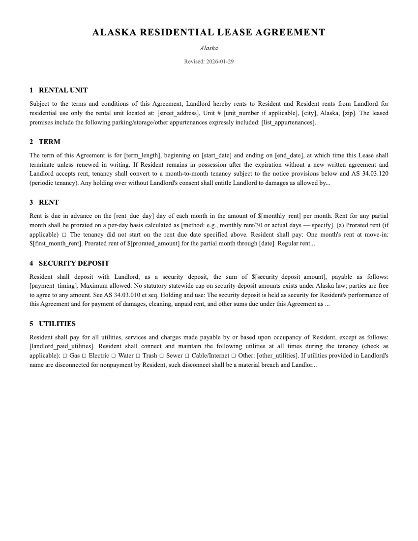 Lease Template Preview