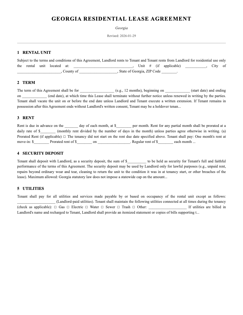 Lease Template Preview