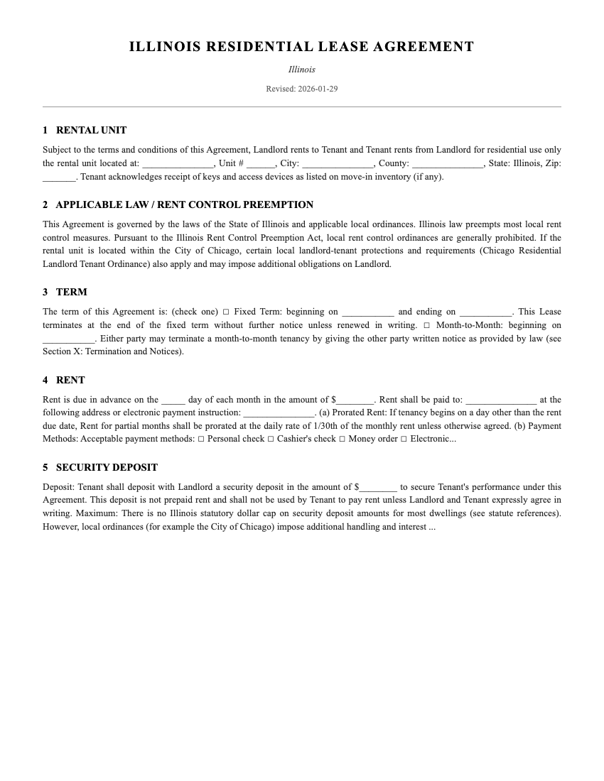 Lease Template Preview