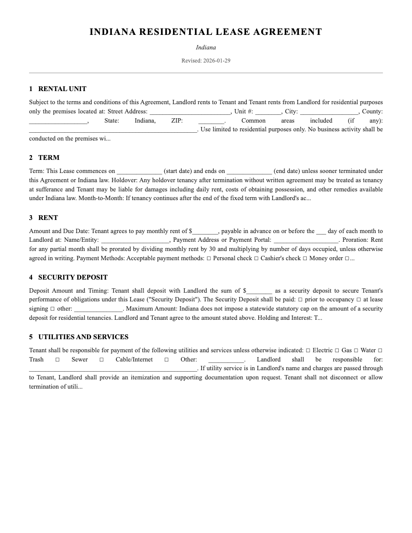 Lease Template Preview