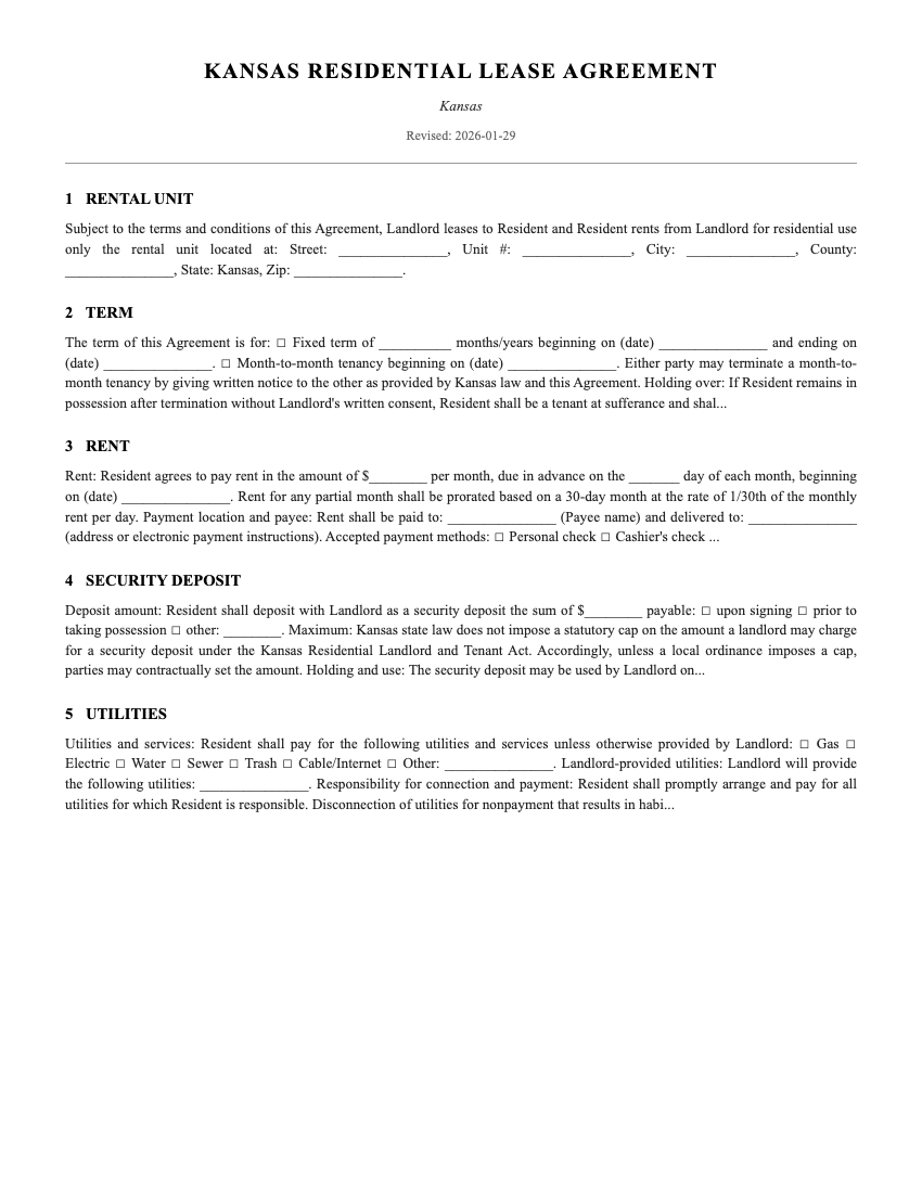 Lease Template Preview