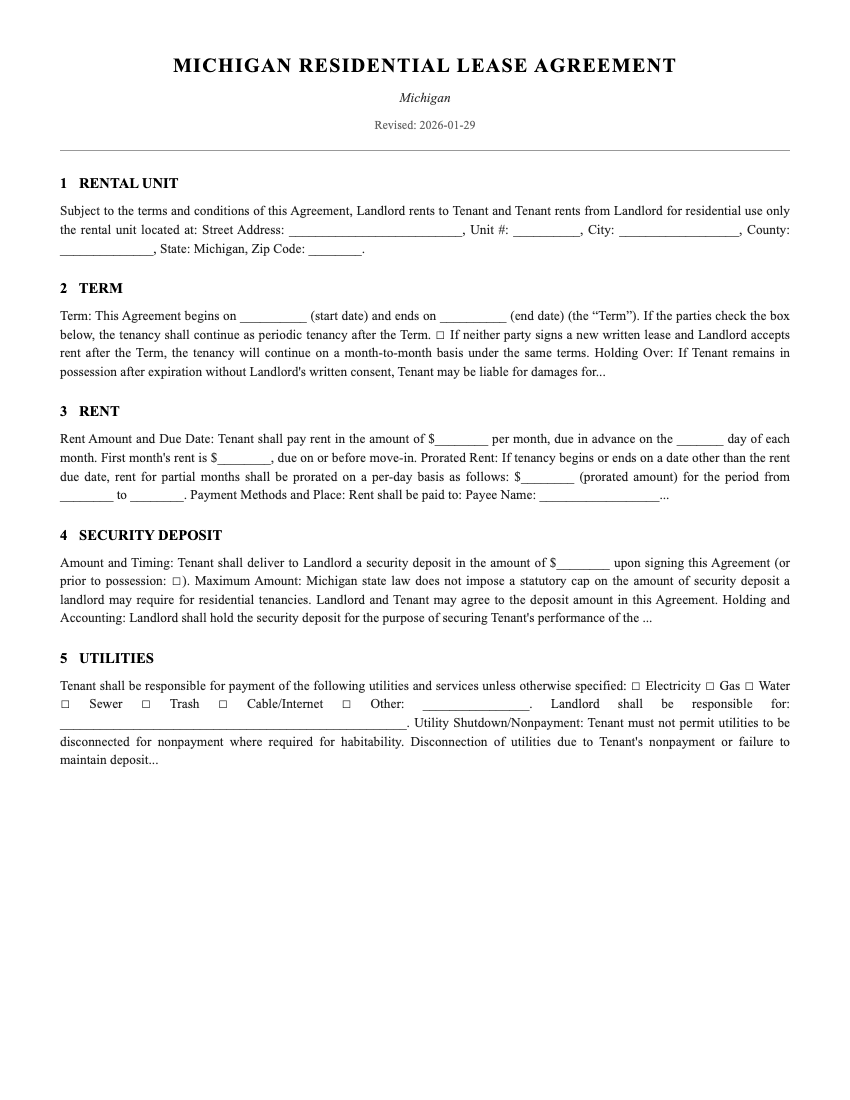 Lease Template Preview