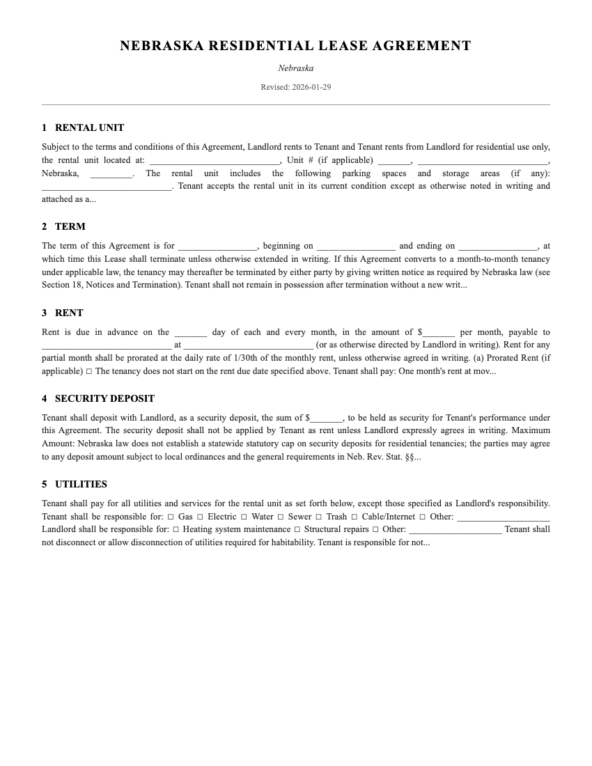 Lease Template Preview