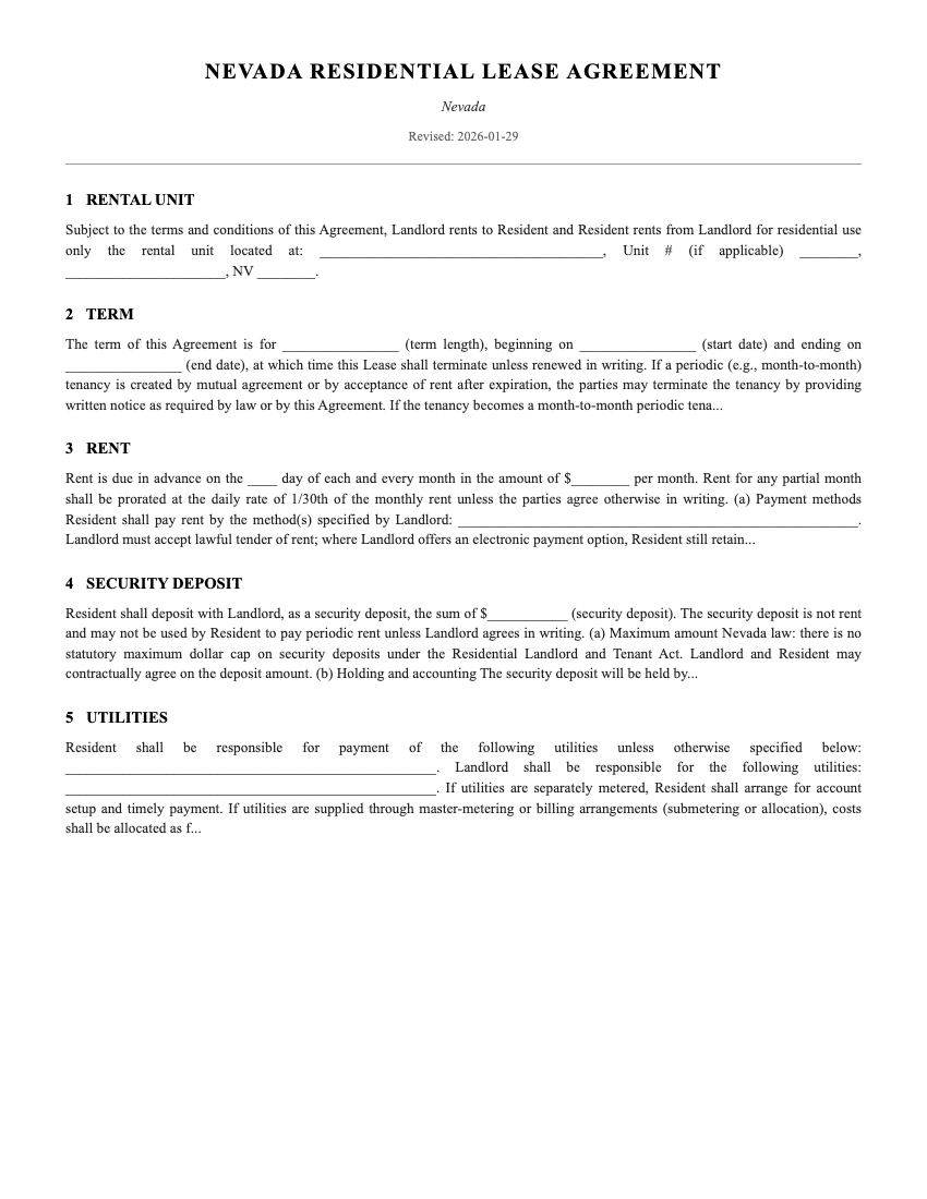 Lease Template Preview