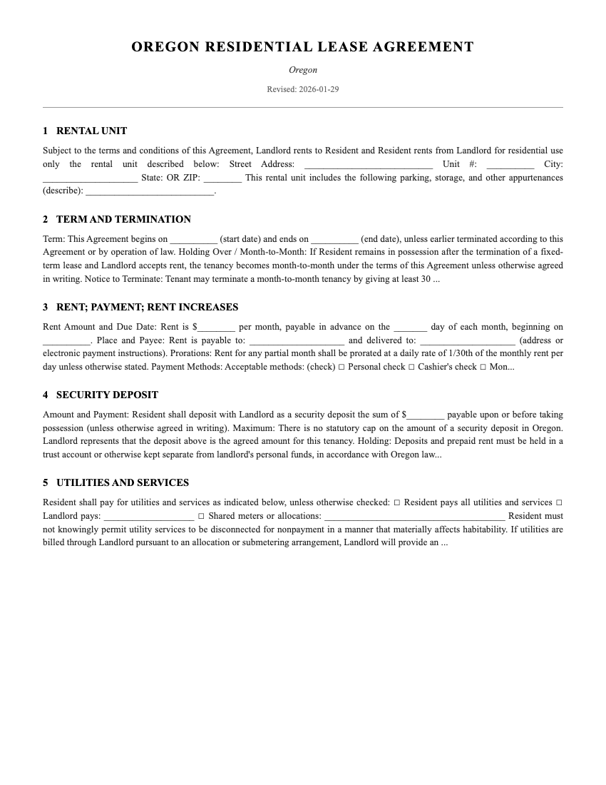 Lease Template Preview