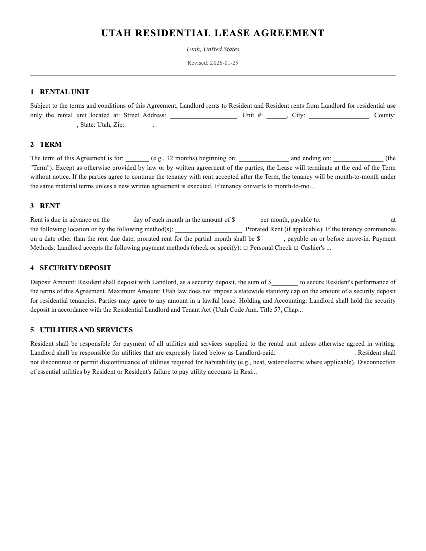 Lease Template Preview