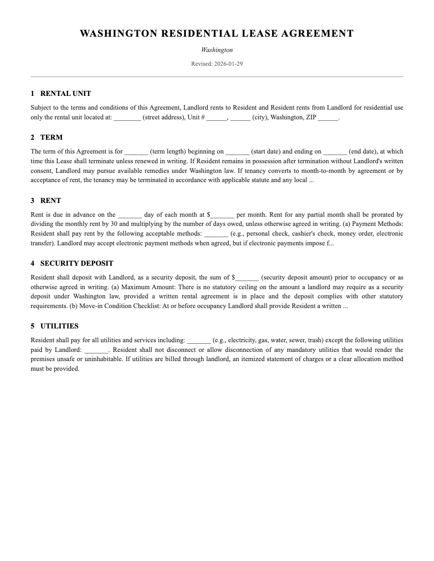Lease Template Preview