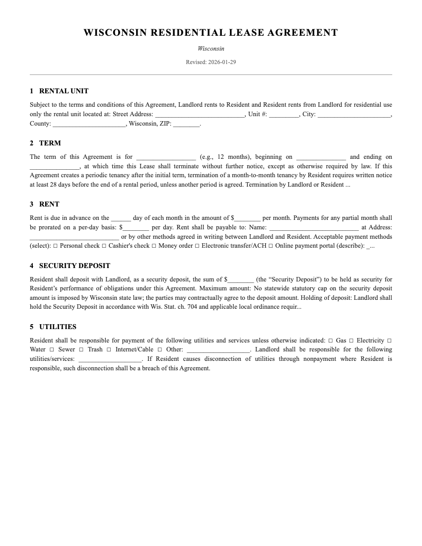 Lease Template Preview