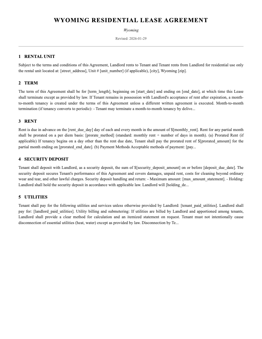 Lease Template Preview