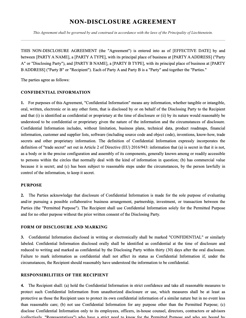 NDA Template Preview