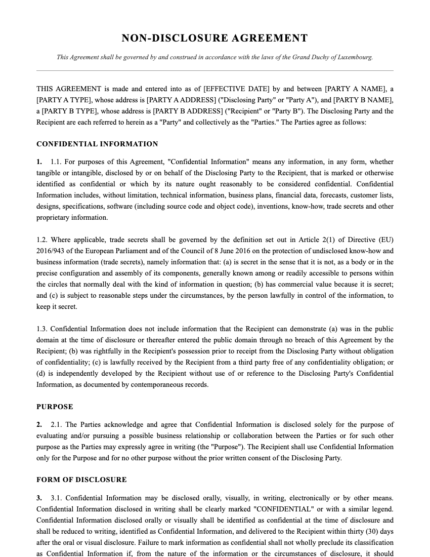 NDA Template Preview
