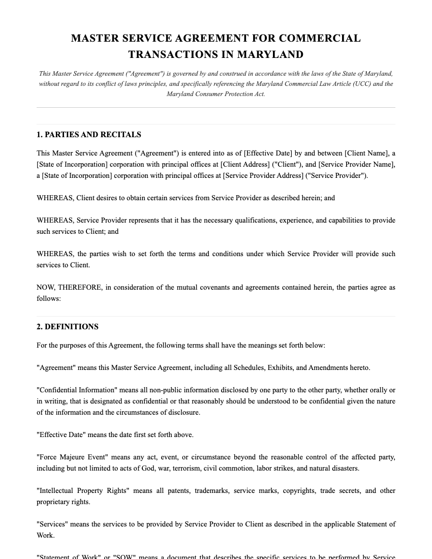 MSA Template Preview