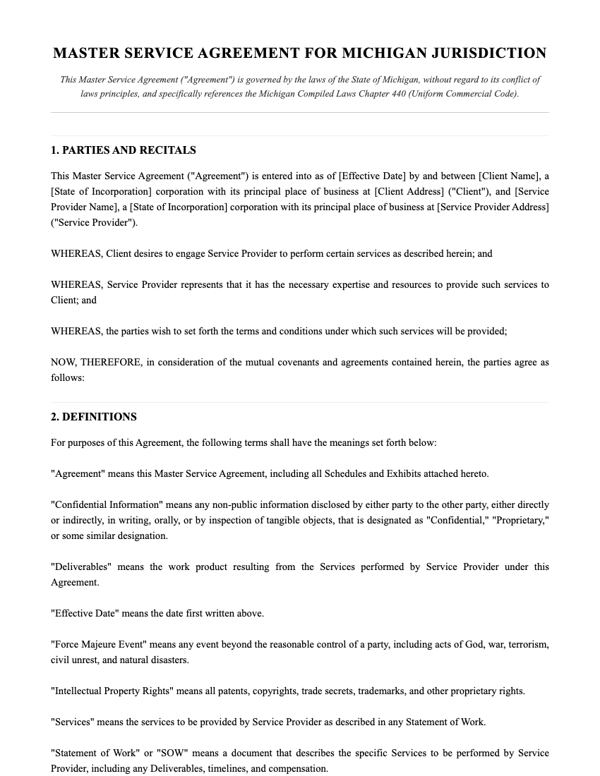 MSA Template Preview