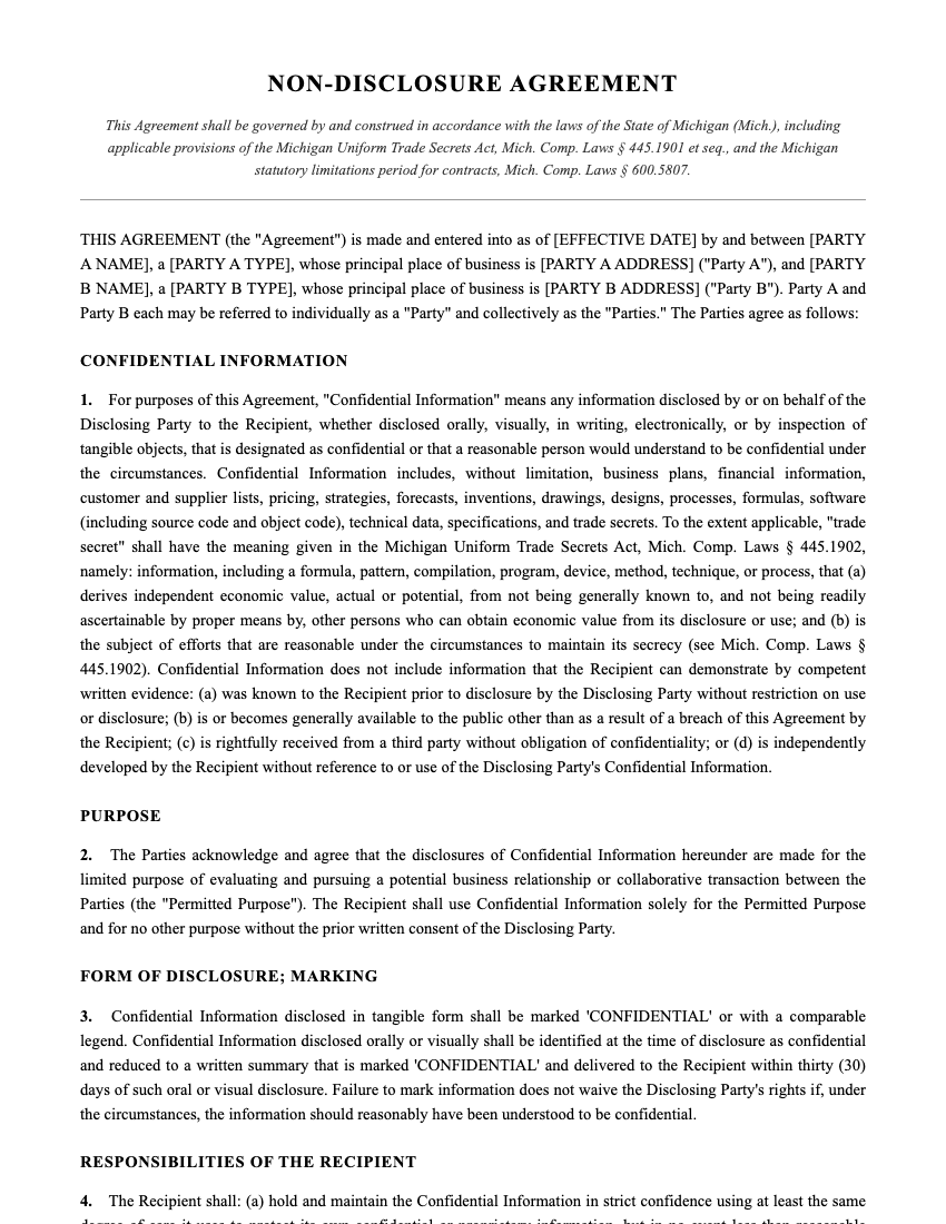 NDA Template Preview