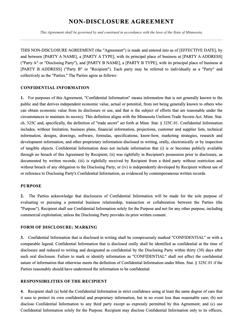NDA Template Preview