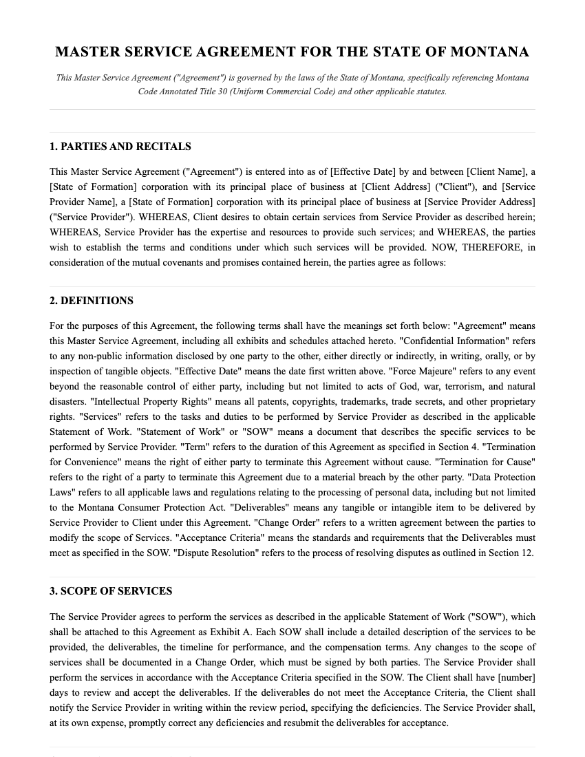 MSA Template Preview