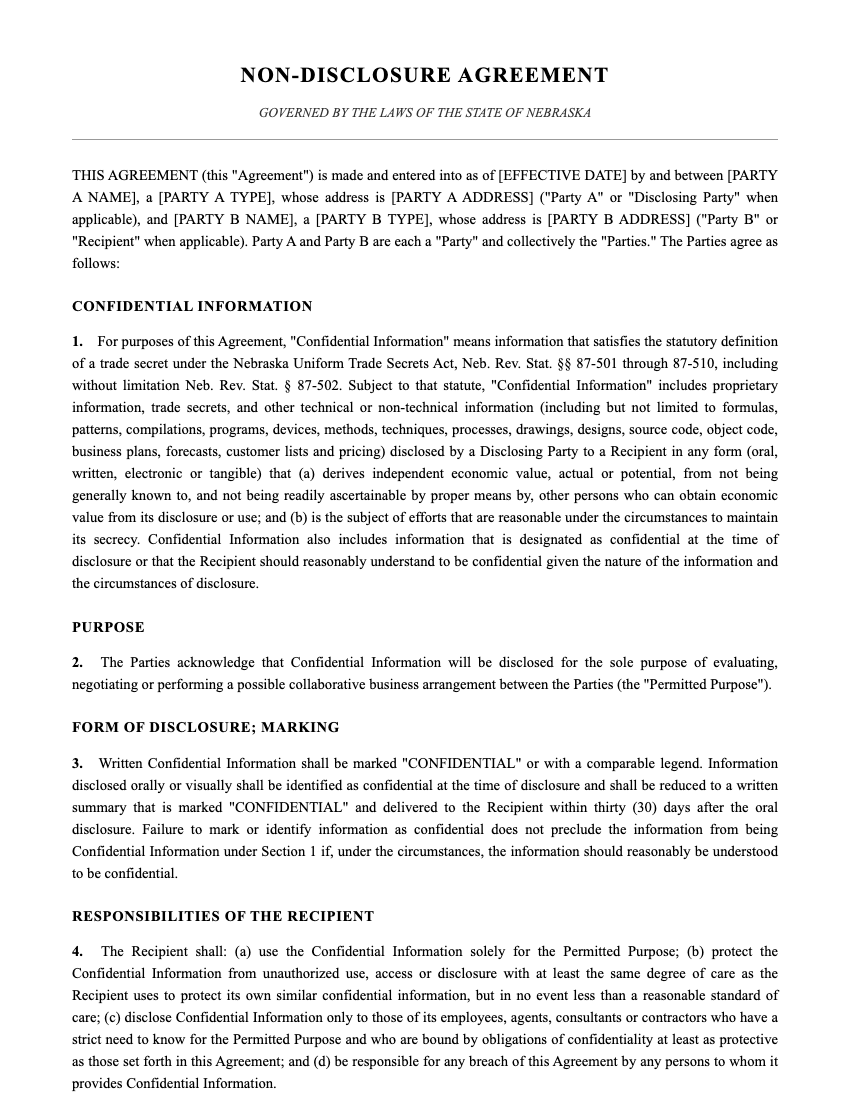NDA Template Preview