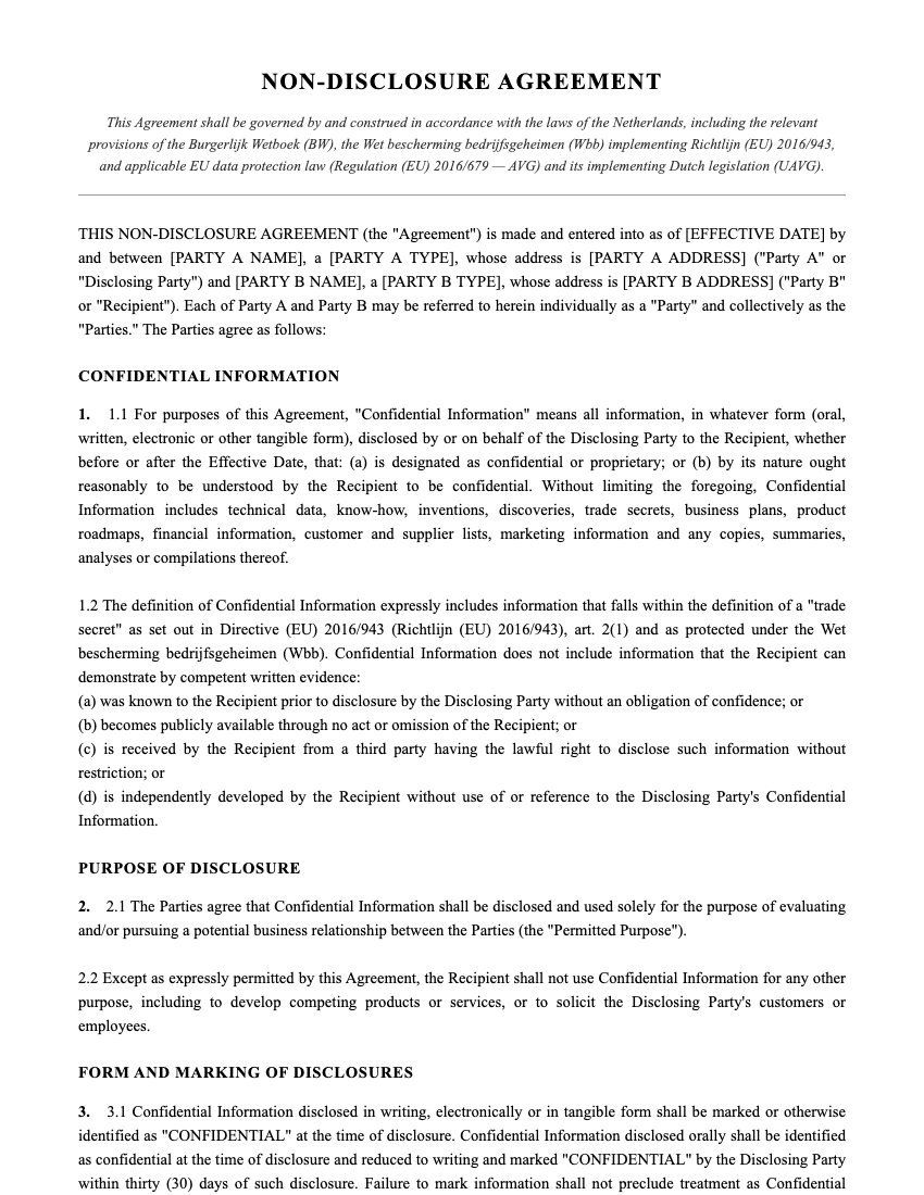 NDA Template Preview