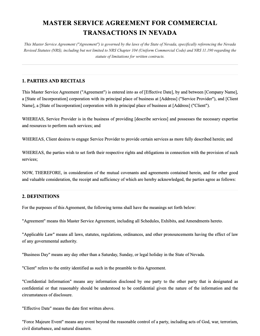 MSA Template Preview