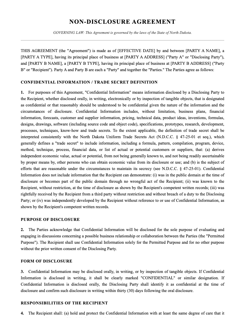 NDA Template Preview