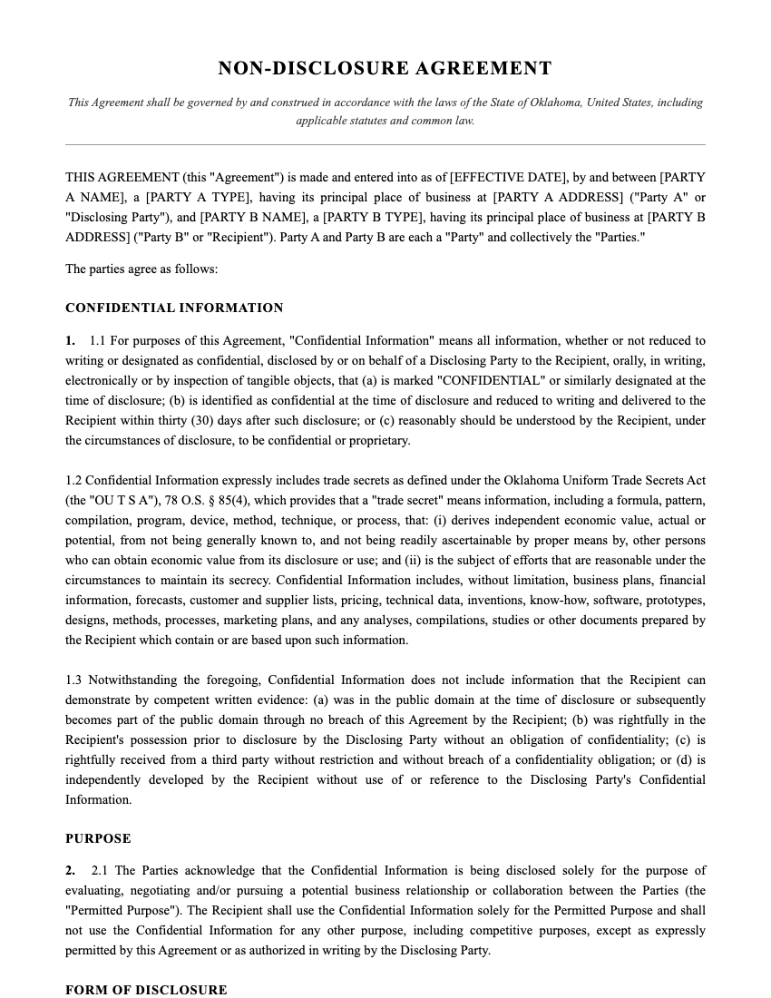 NDA Template Preview