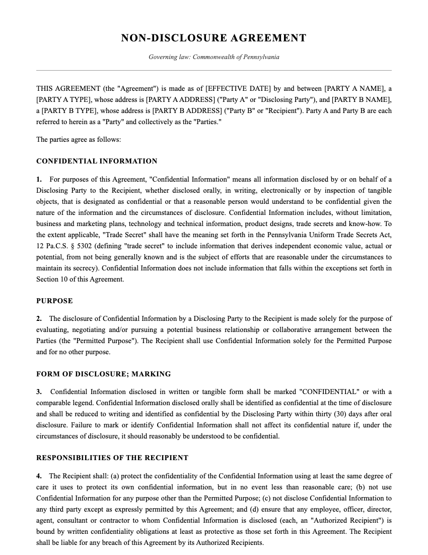NDA Template Preview