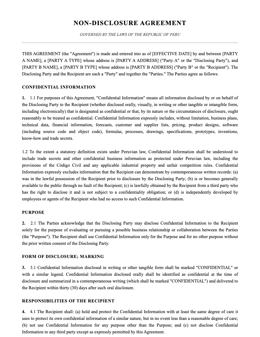 NDA Template Preview