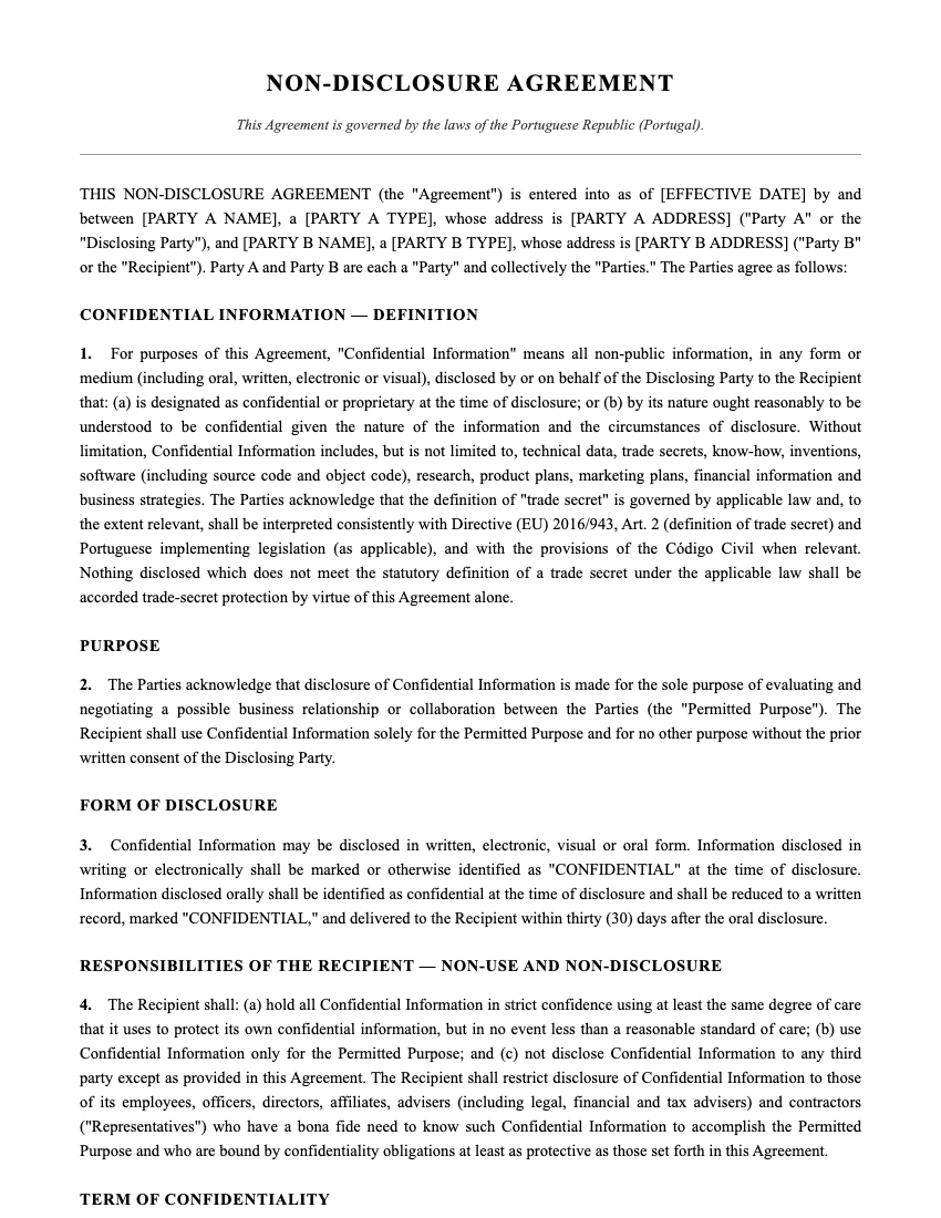 NDA Template Preview