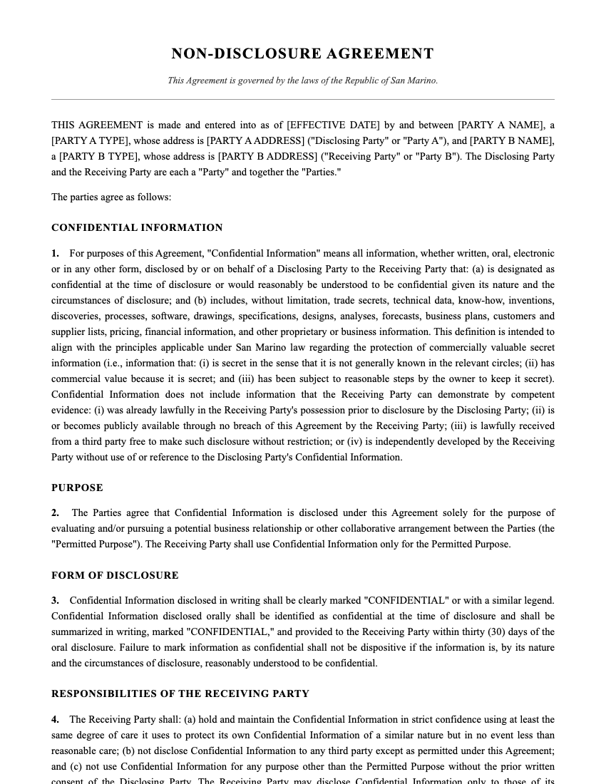 NDA Template Preview