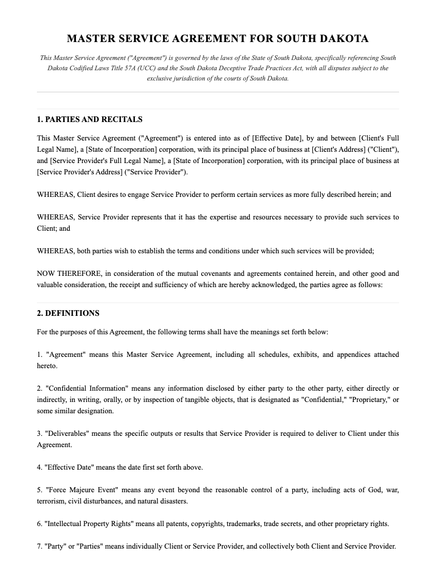 MSA Template Preview