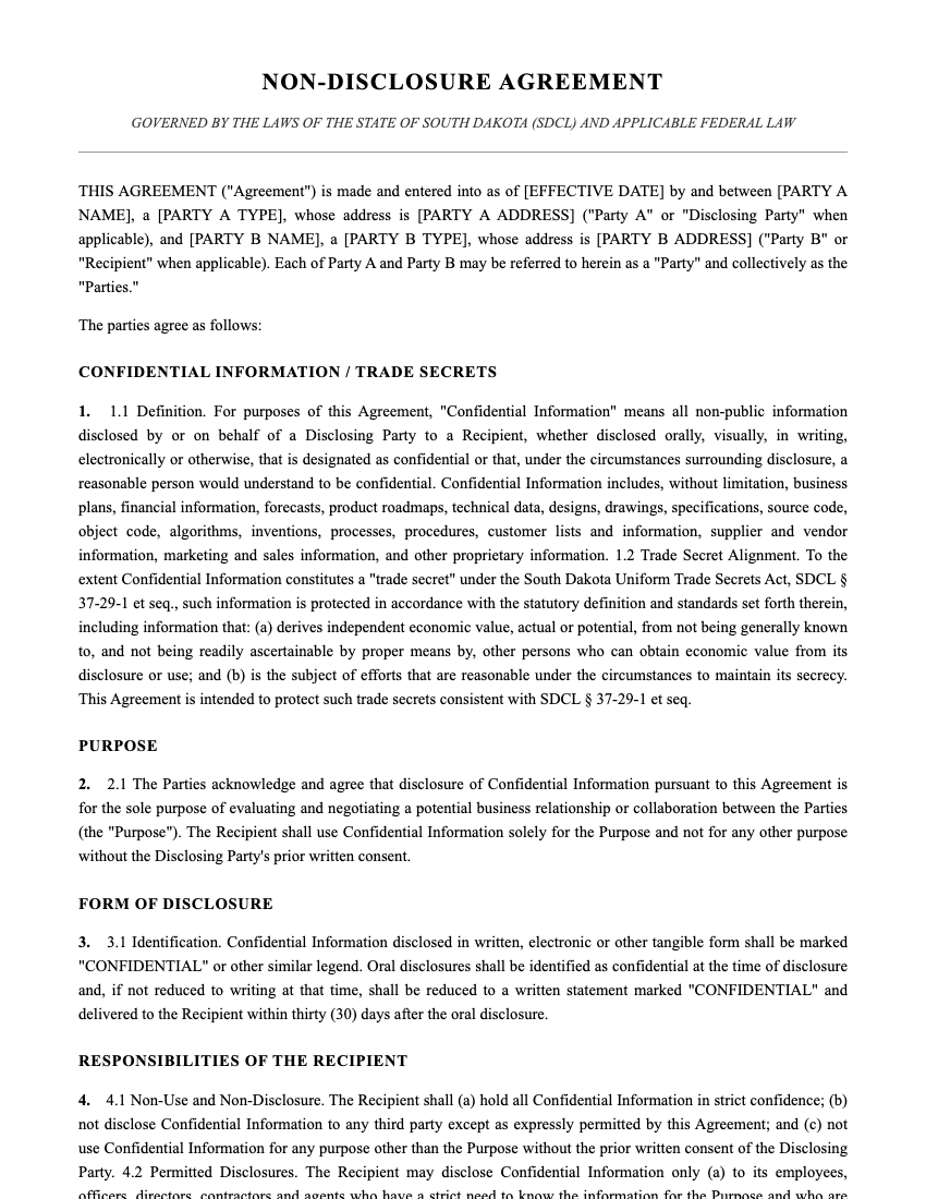 NDA Template Preview