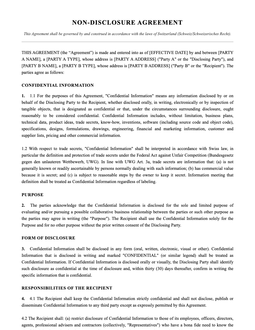 NDA Template Preview