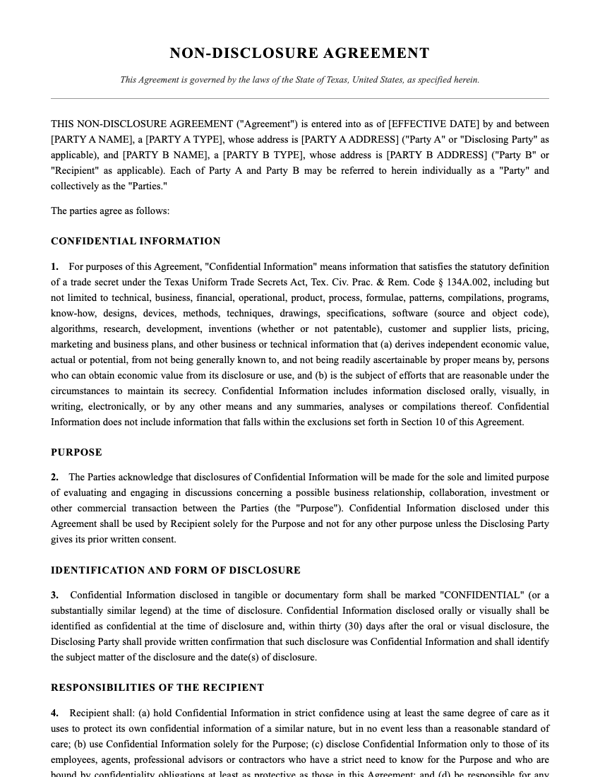 NDA Template Preview