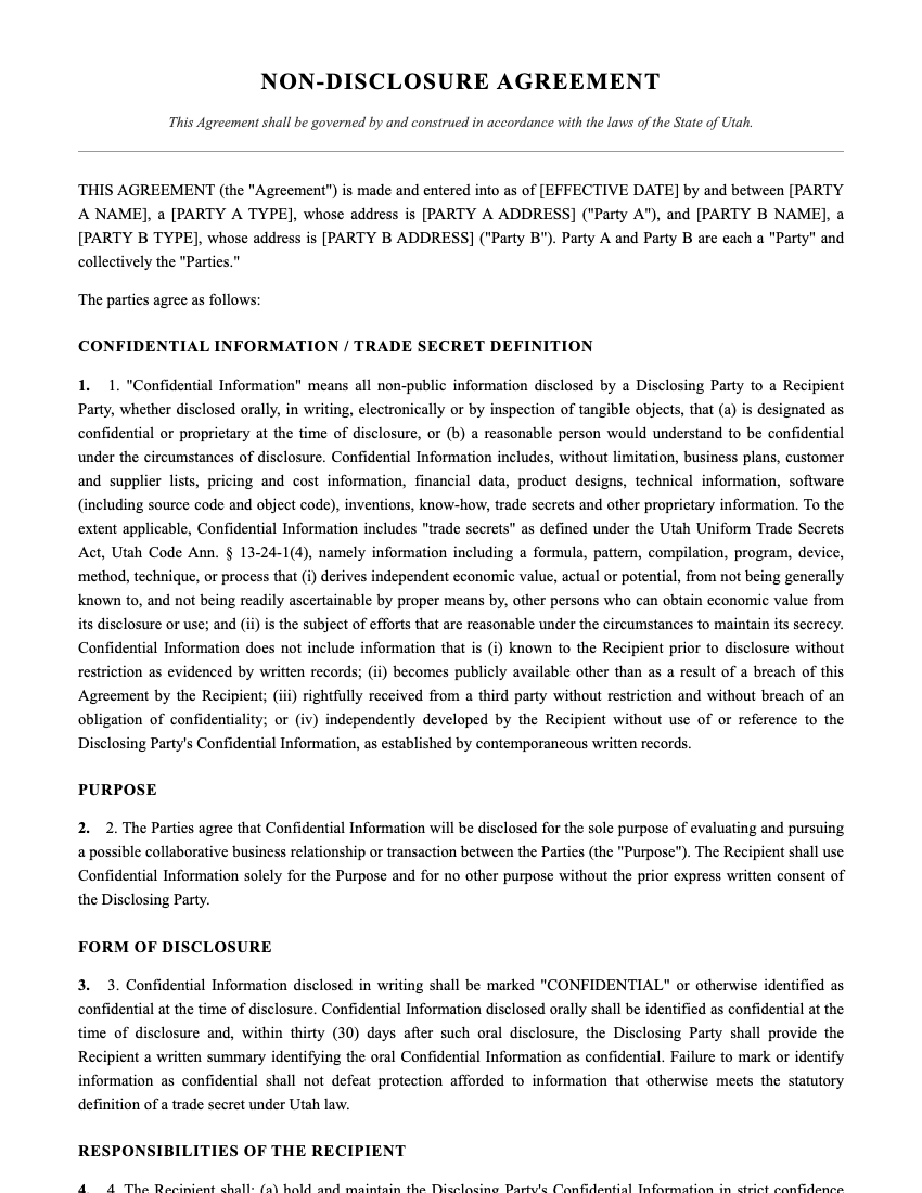 NDA Template Preview